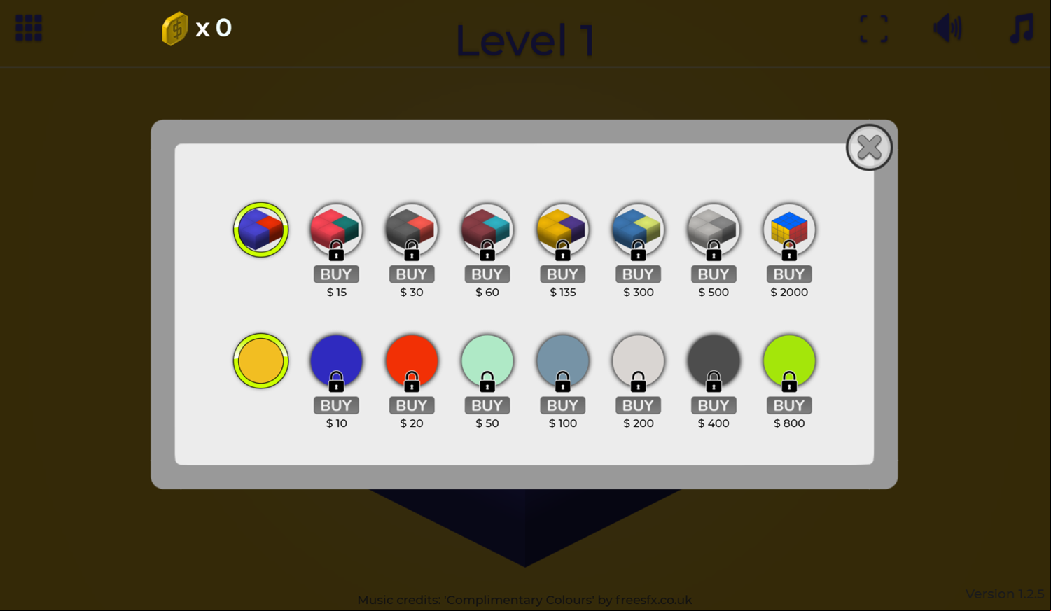 3D Cubes Game Shop Screenshot.