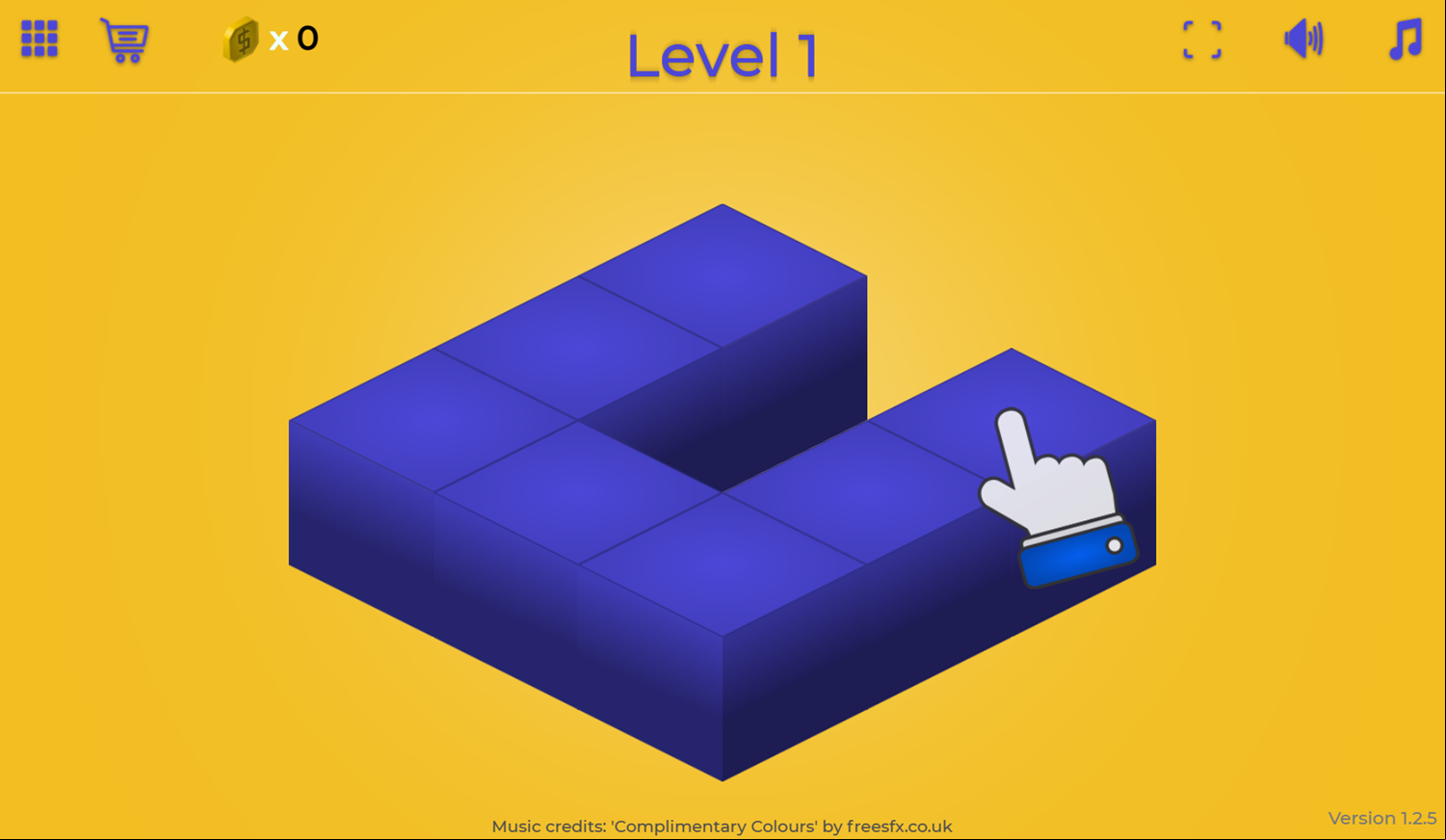 3D Cubes Game Welcome Screen Screenshot.