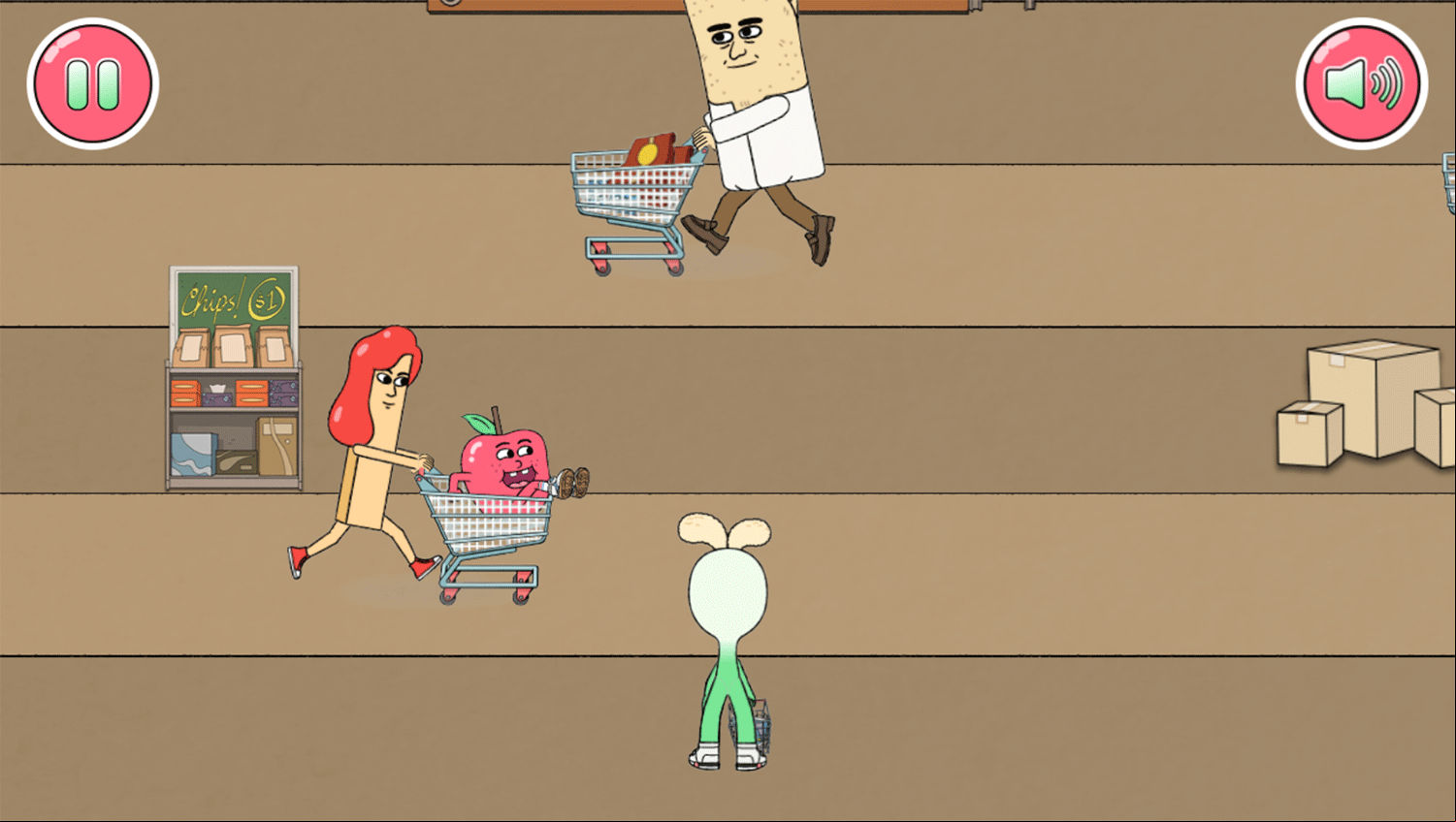 Apple & Onion Dollar Store Dash Game Screenshot.