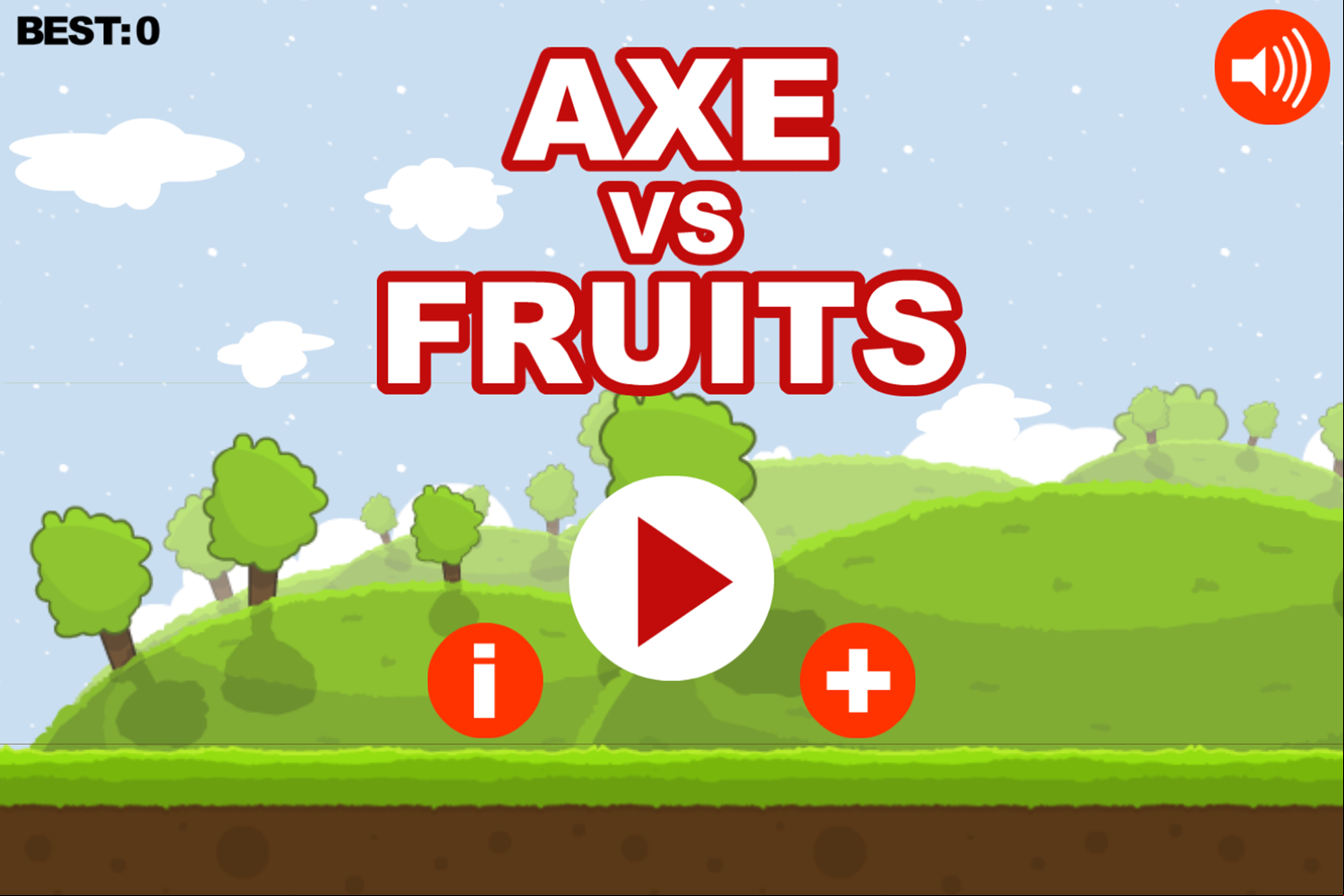Axe vs Fruits Game Welcome Screen Screenshot.