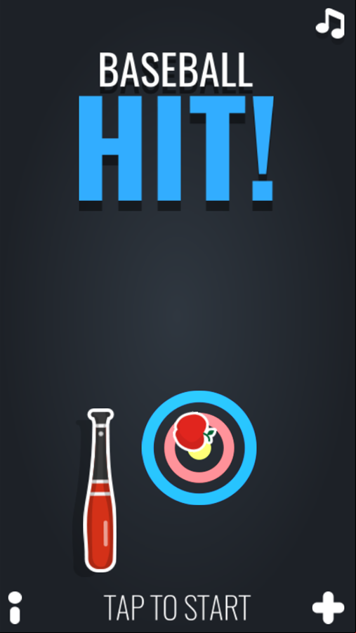 Baseball Hit Game Welcome Screen Screenshot.