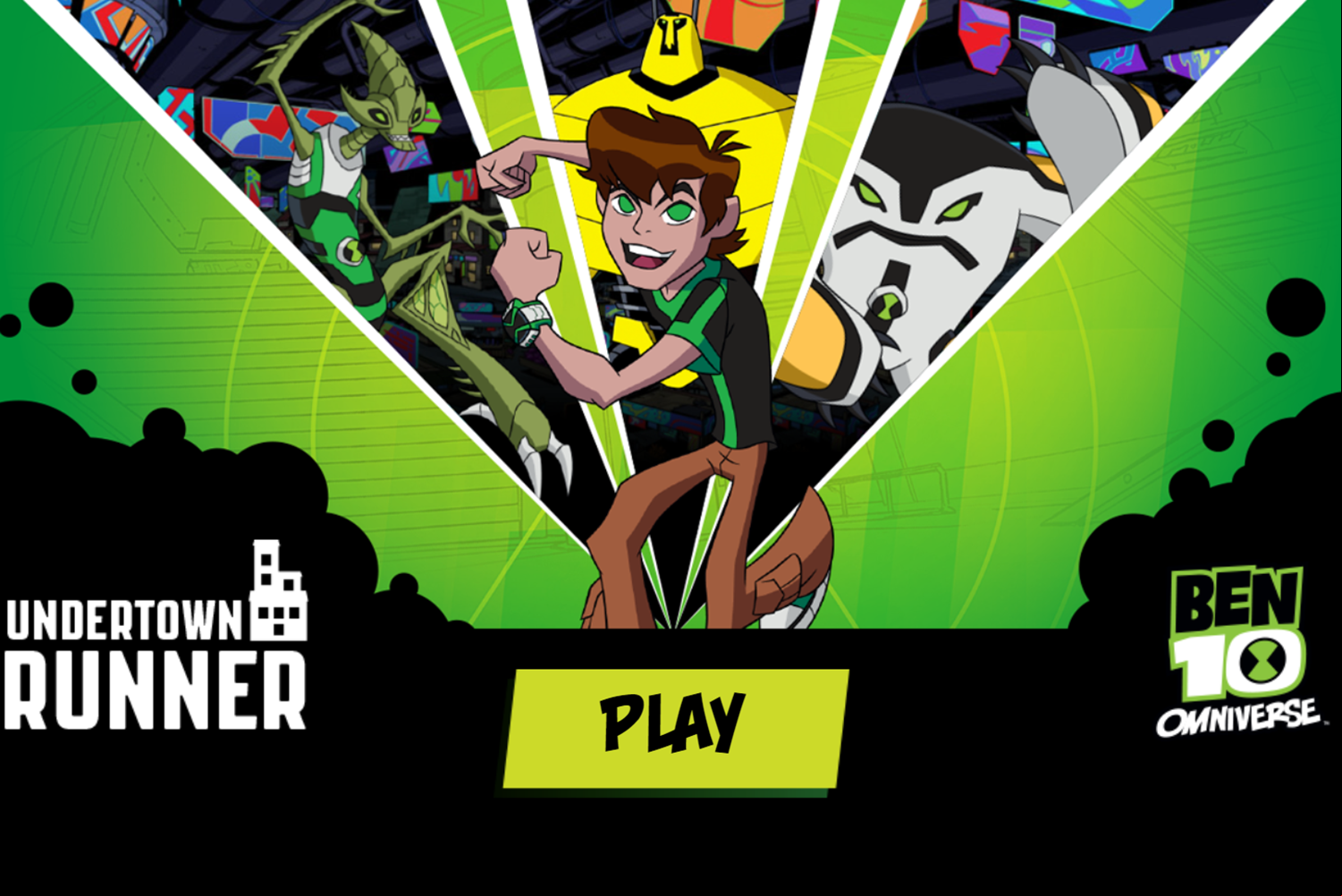 Ben 10 Undertown Runner Game Welcome Screen Screenshot.