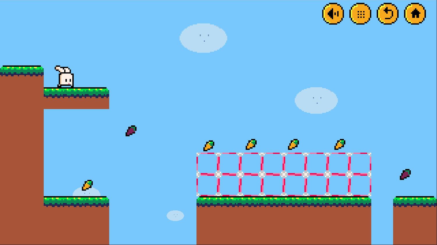 Bouncing Bunny Game Red Carrot Screenshot.