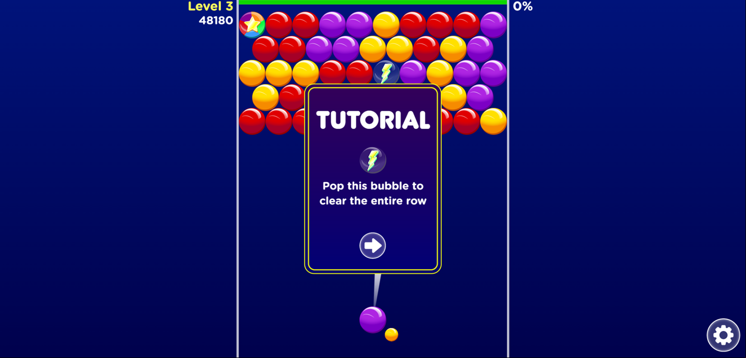 Bubble Invasion Game Lightning Tutorial Screen Screenshot.