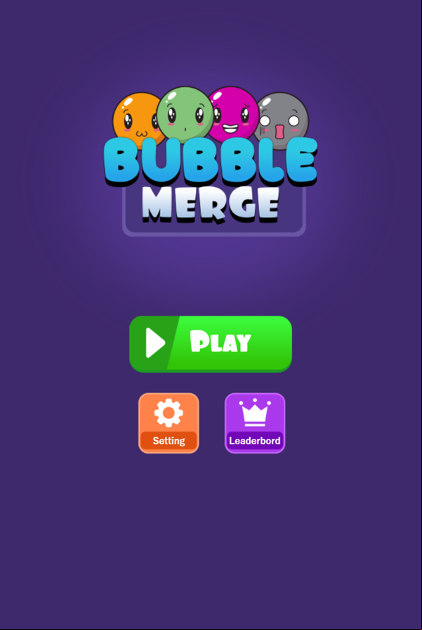 Bubble Merge Game Welcome Screen Screenshot.