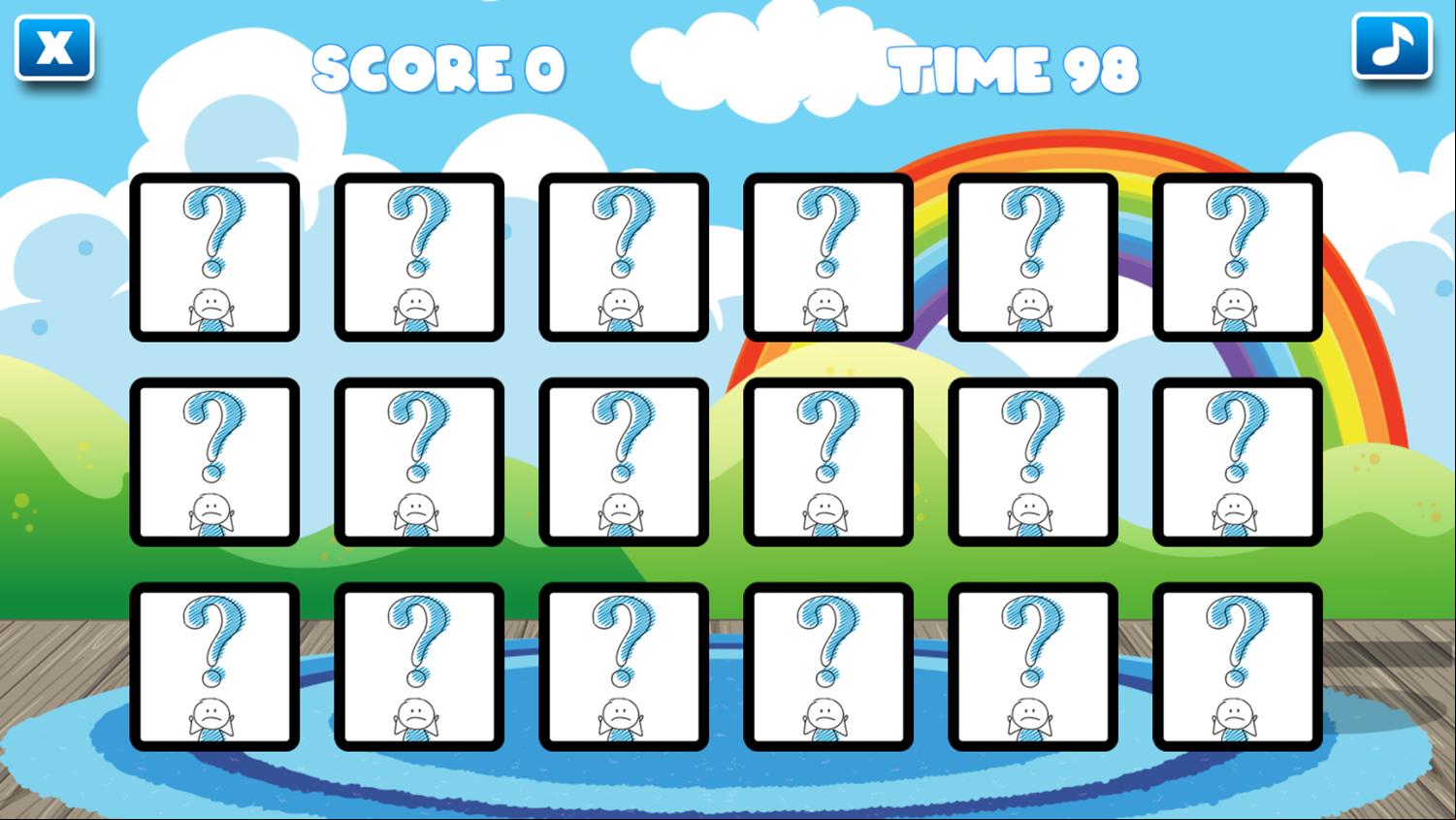 Card Matching Game Start Screenshot.
