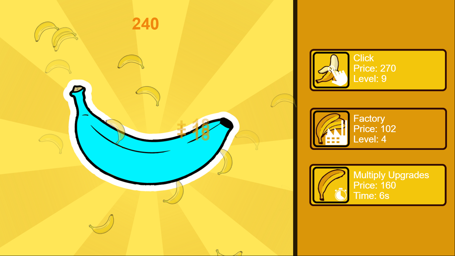 Clicker Banana Game Play Screenshot.