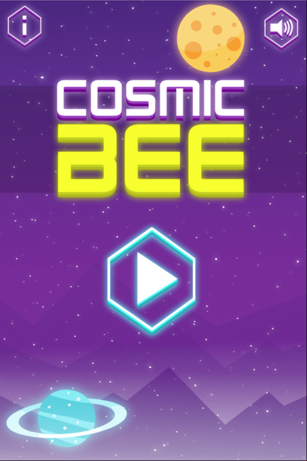 Cosmic Bee Game Welcome Screen Screenshot.