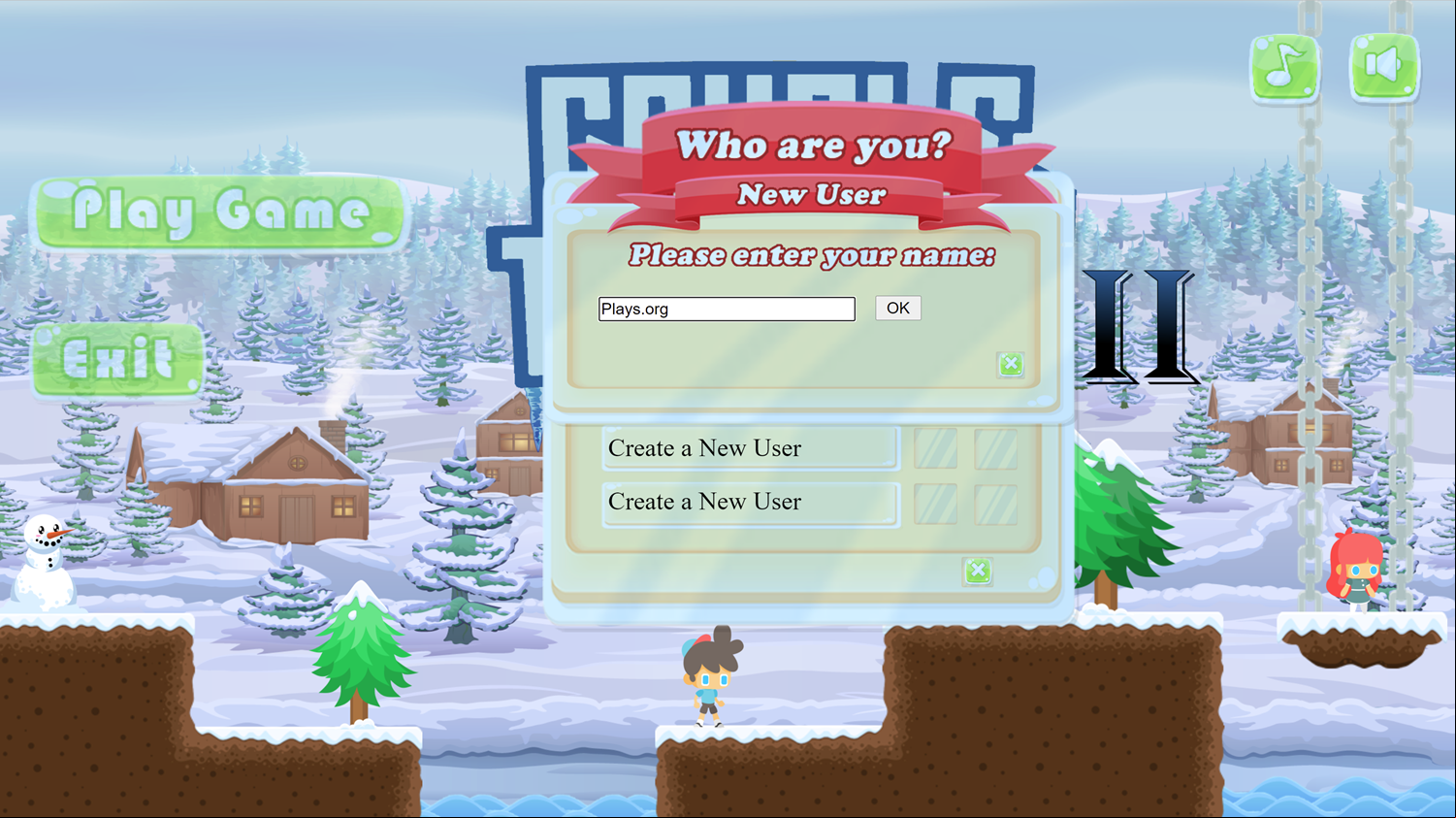 Couple in Trouble 2 Game Enter Player Name Screen Screenshot.