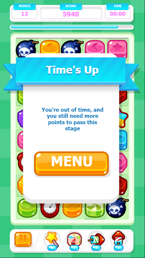 Cute Candy Game Time's Up Screenshot.