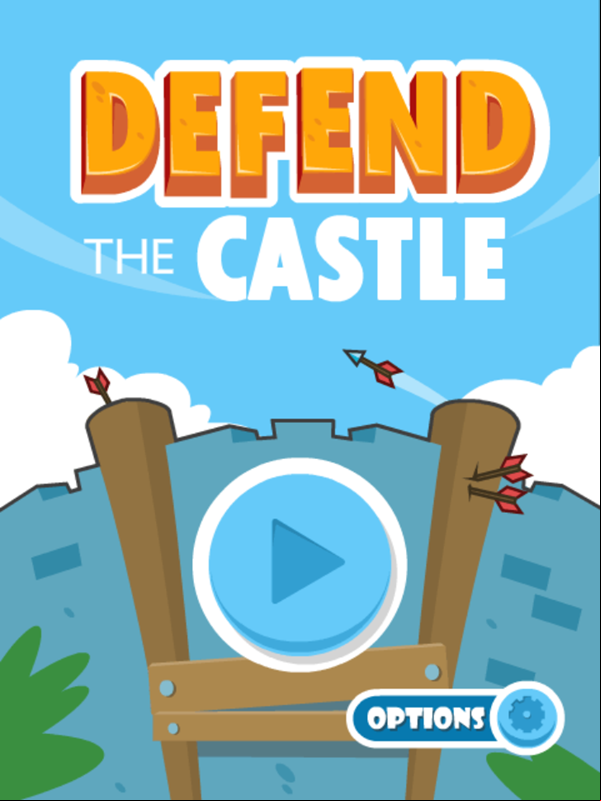 Defend the Castle Game Welcome Screen Screenshot.