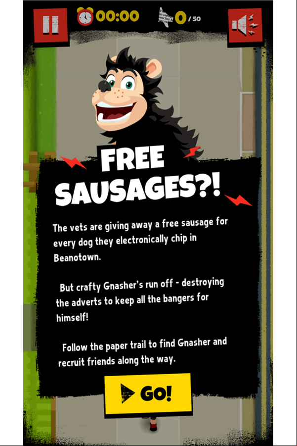 Dennis & Gnasher Sausage & Chips Game Instructions Screenshot.