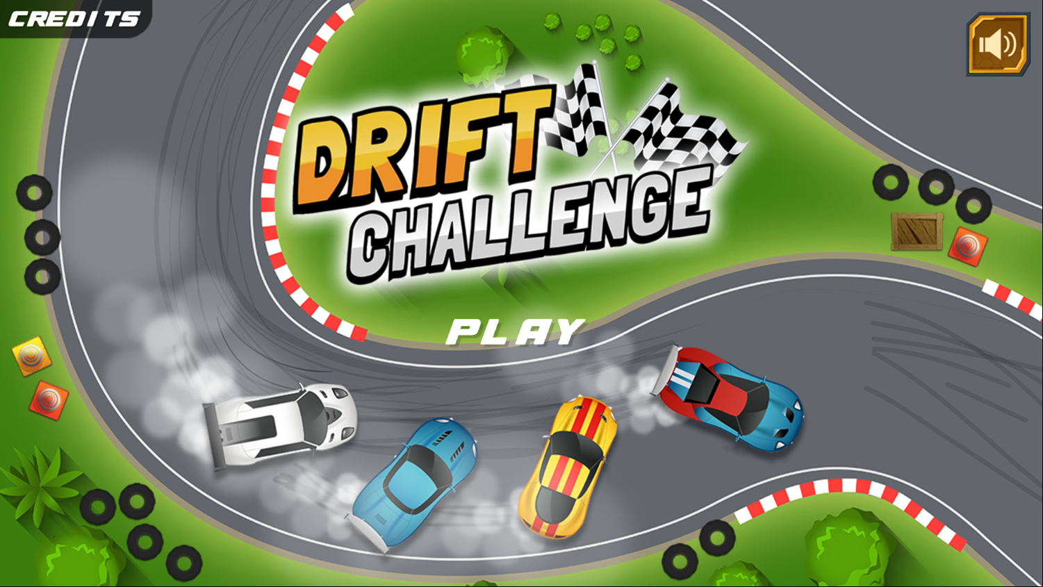 Drift Challenge Game Welcome Screen Screenshot.