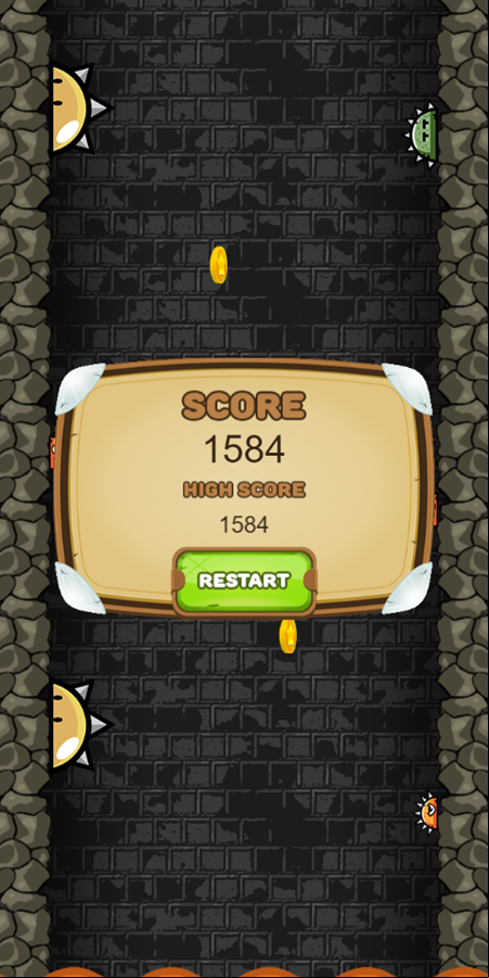 Dungeon Escape Game Over Screenshot.