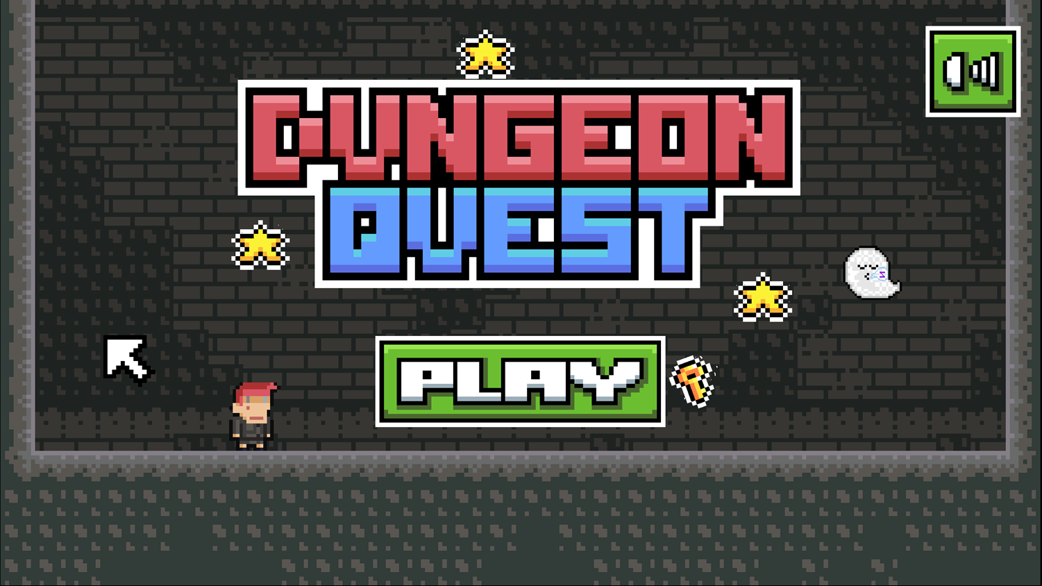 Dungeon Quest Game Welcome Screen Screenshot.