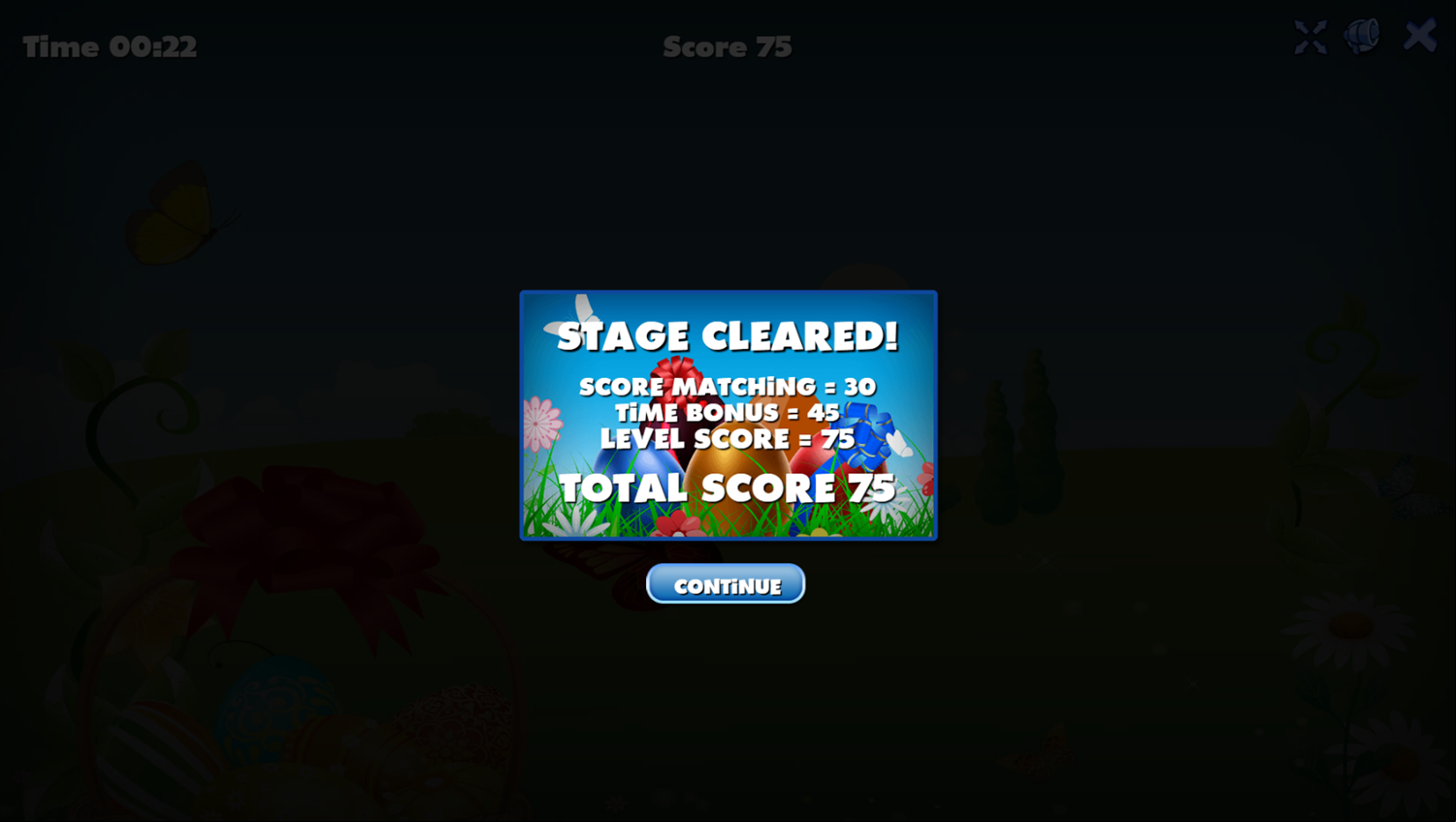 Easter Memory Game Level Complete Screenshot.