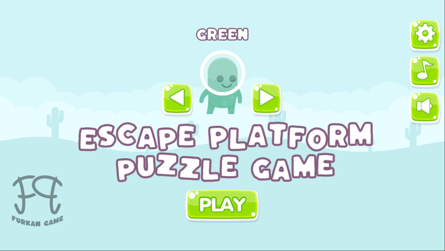 Escape Platform Puzzle Game Welcome Screen Screenshot.