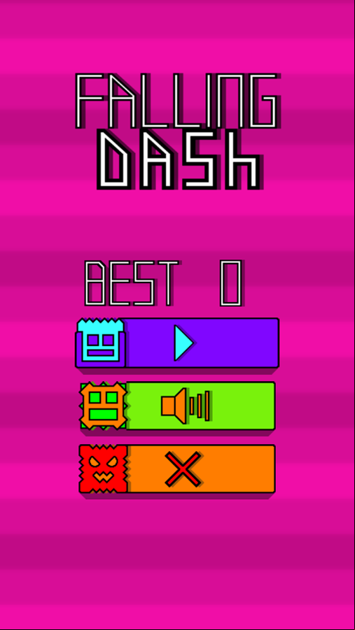 Falling Dash Game Welcome Screen Screenshot.
