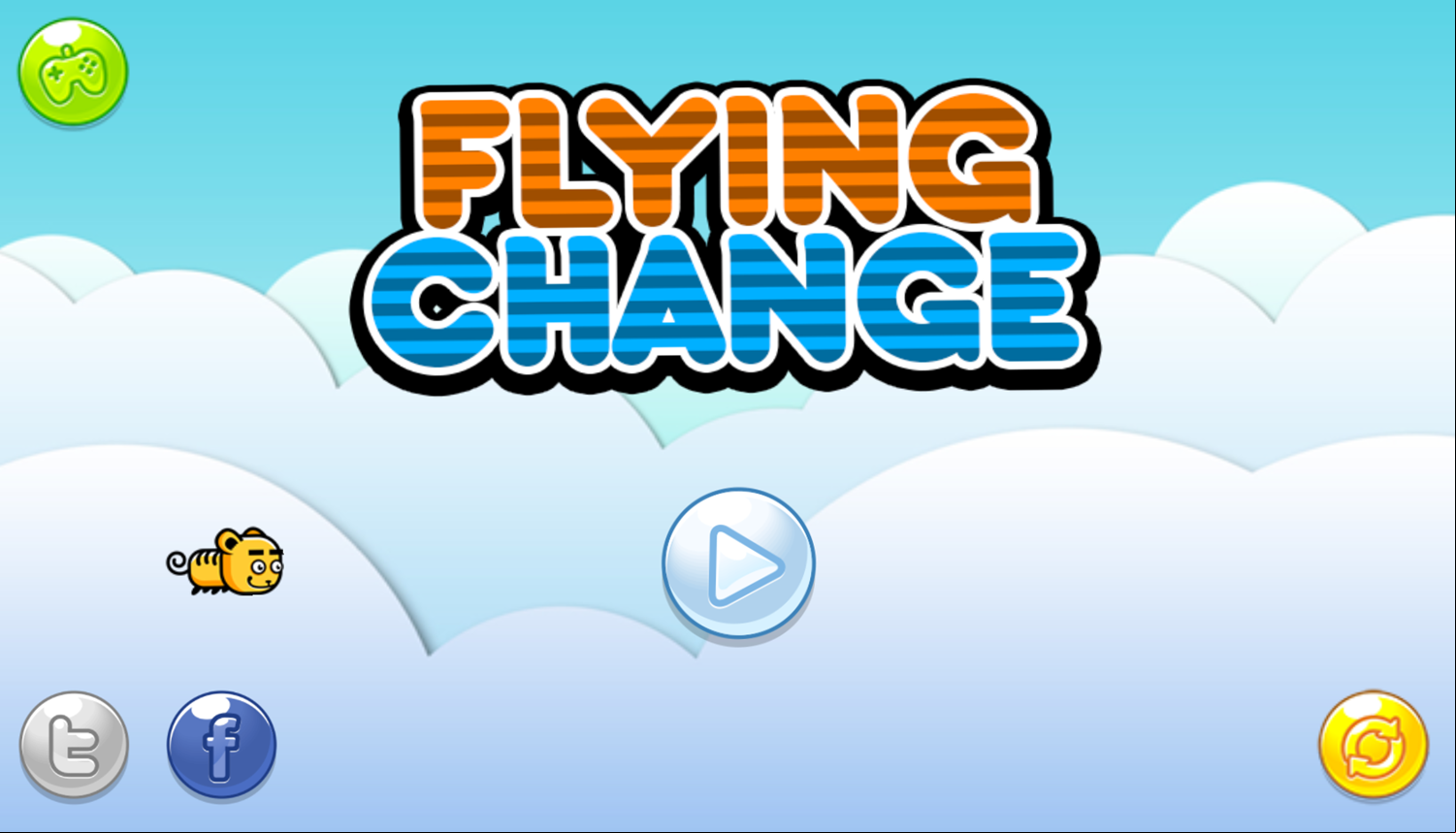 Flying Change Game Welcome Screen Screenshot.