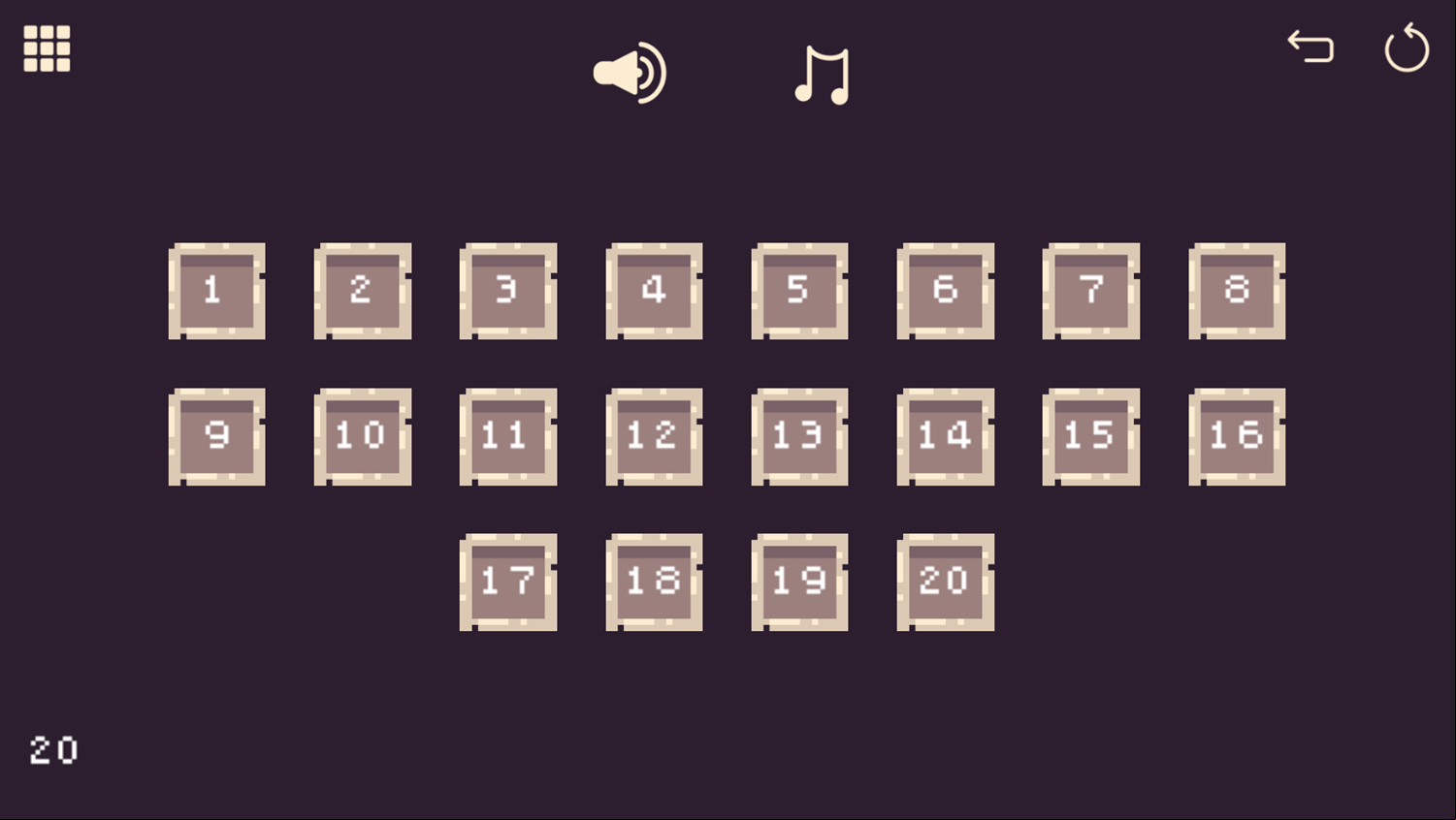 Glutek Game Level Select Screen Screenshot.