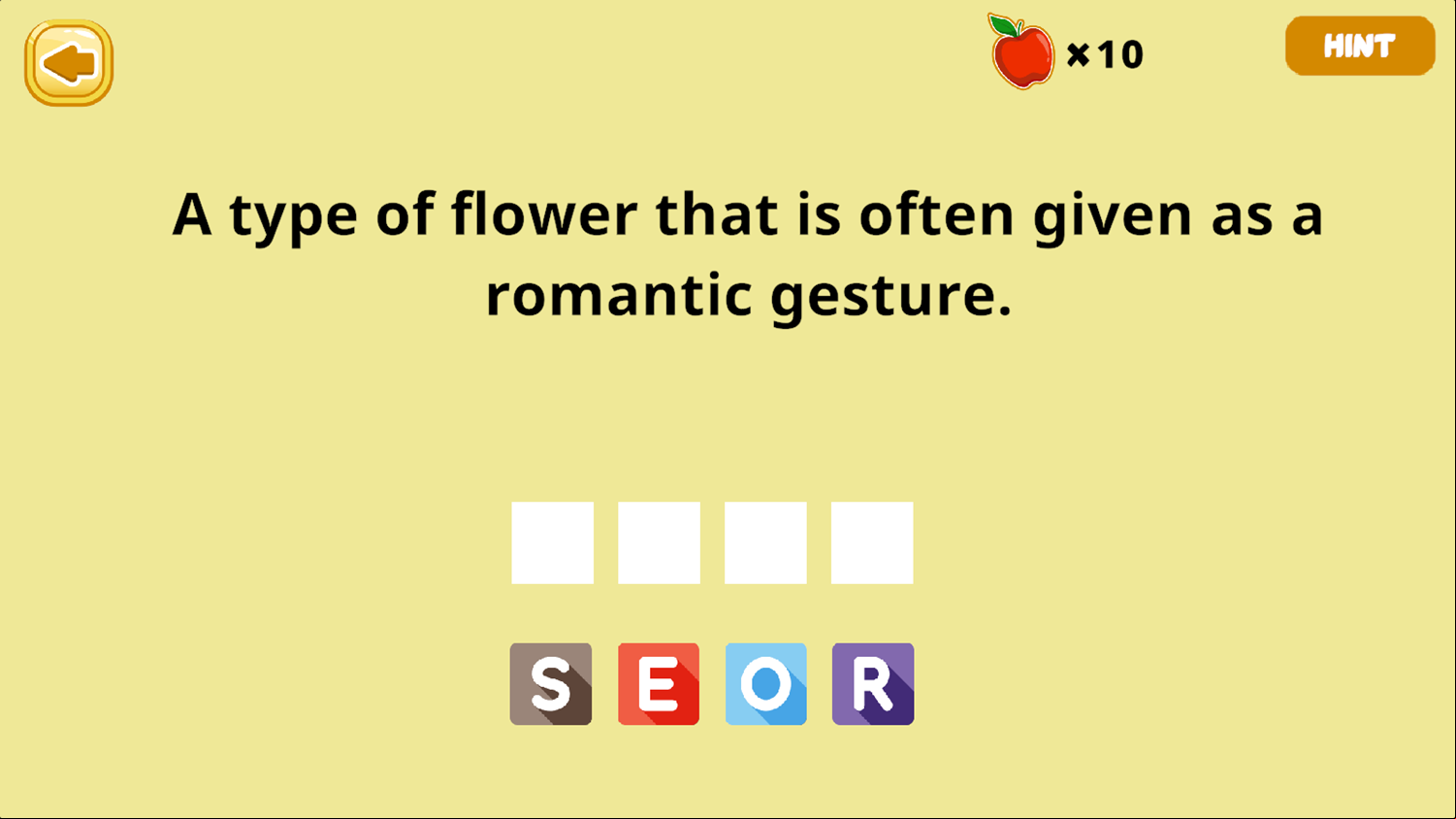 Guess Word Online Game Question Screenshot.