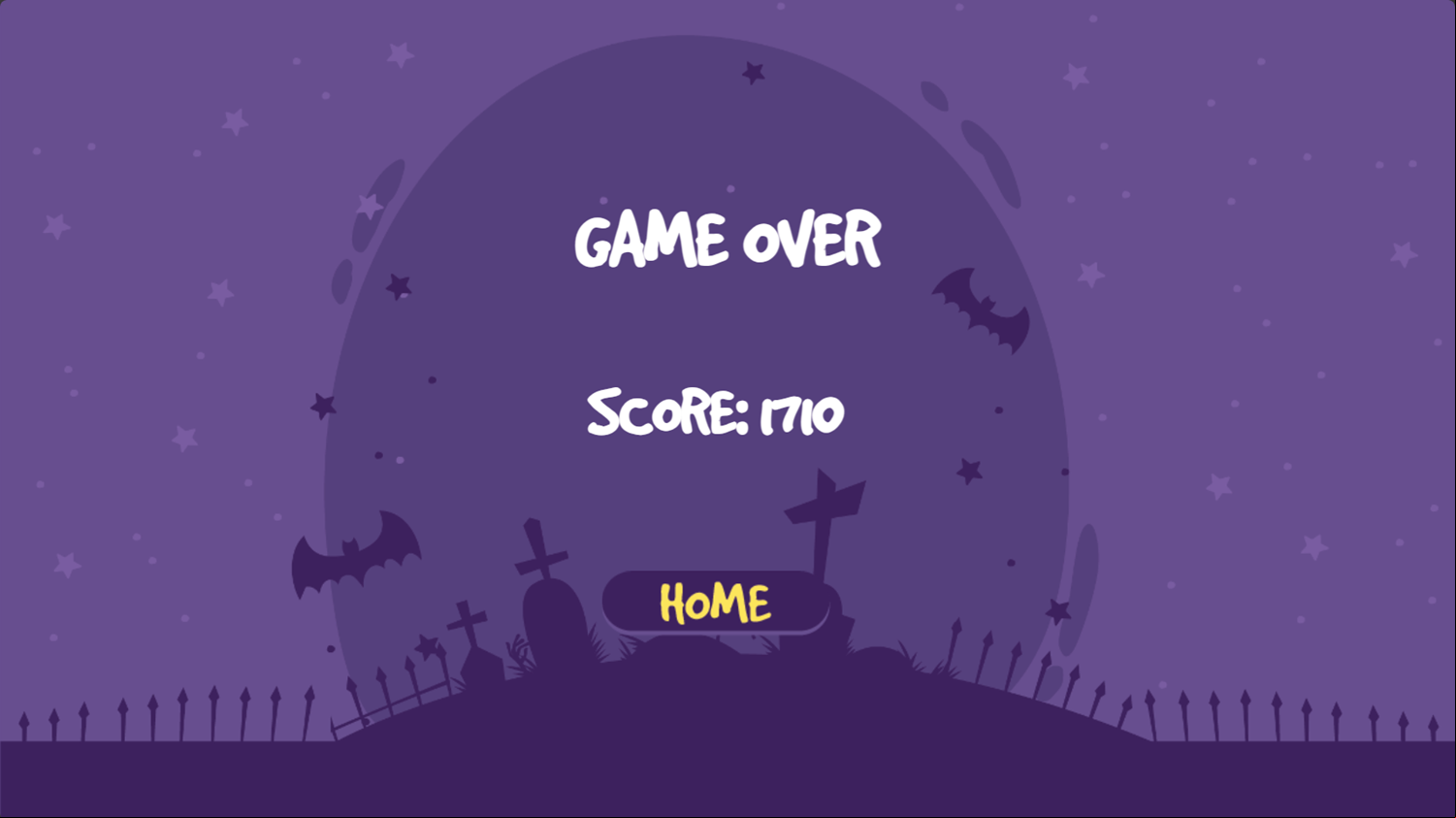 Halloween Master Solitaire Game Over Screenshot.
