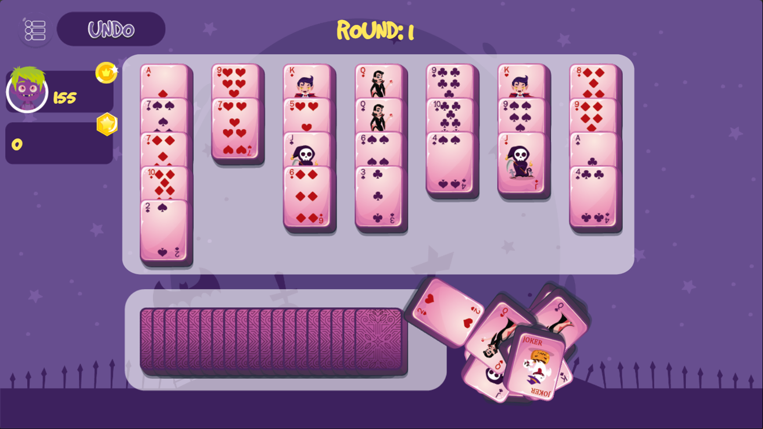 Halloween Master Solitaire Game Round Play Screenshot.
