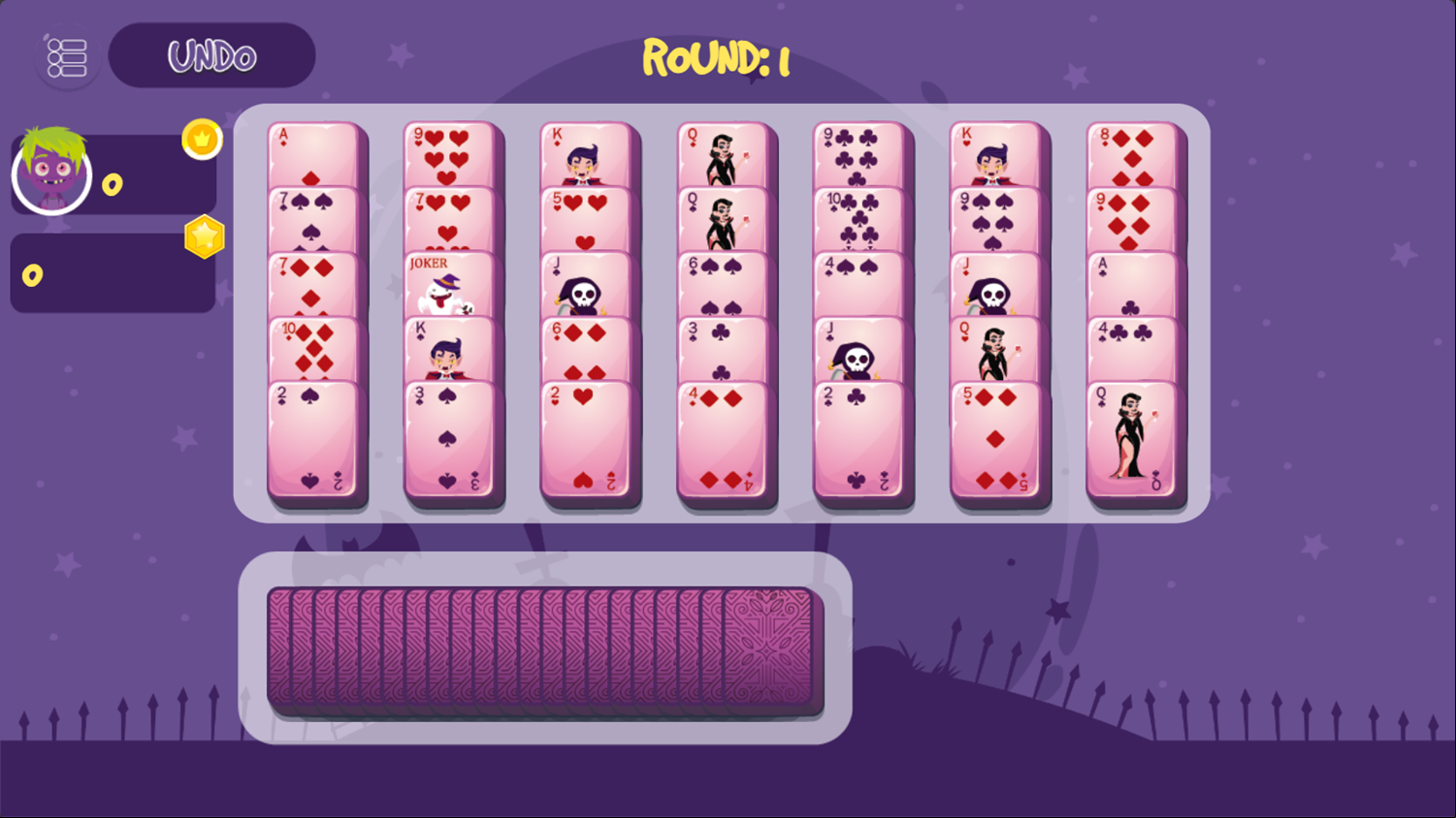 Halloween Master Solitaire Game Round Start Screenshot.