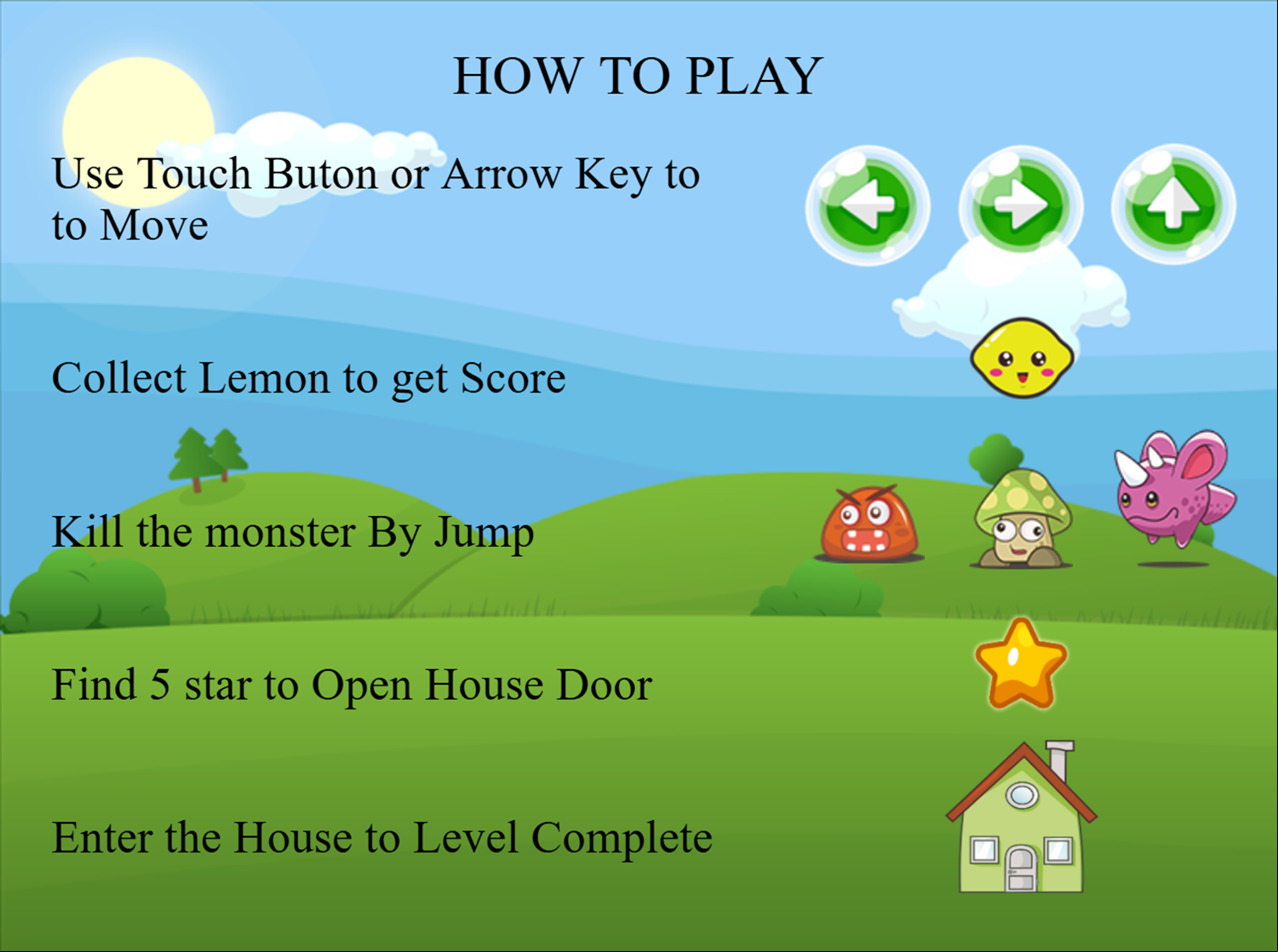 Happy Cat Adventure Game How To Play Screenshot.
