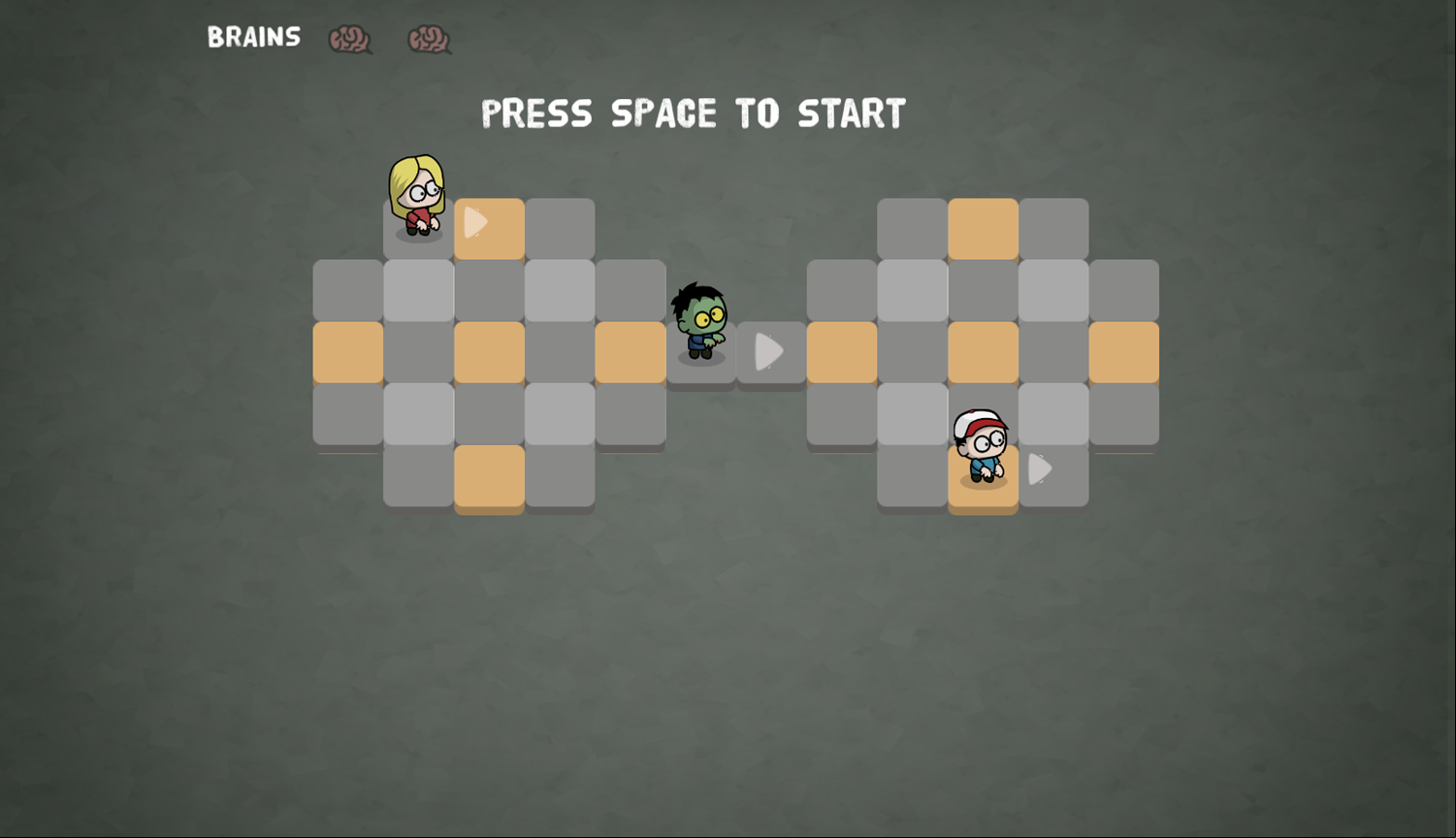 Hungry For Brains Game Press Space to Start Screenshot.