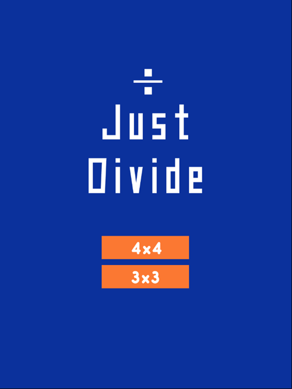 Just Divide Game Welcome Screen Screenshot.