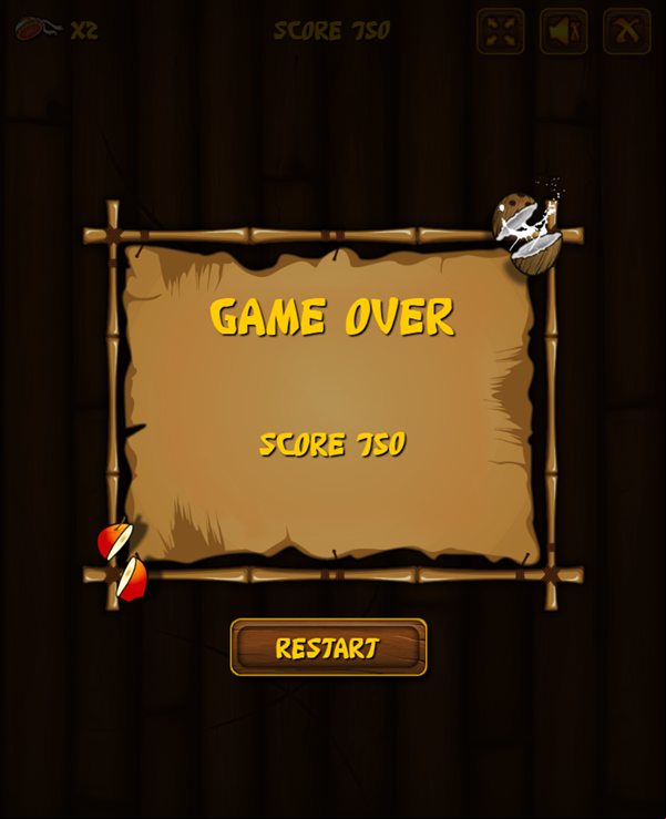 Katana Fruits Game Over Screenshot.