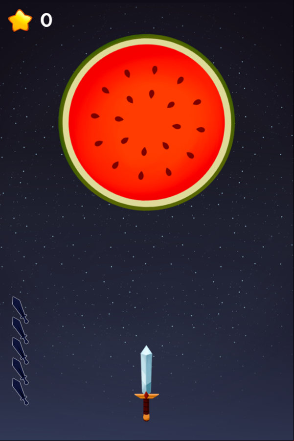 Knife Shot Game Start Screenshot.