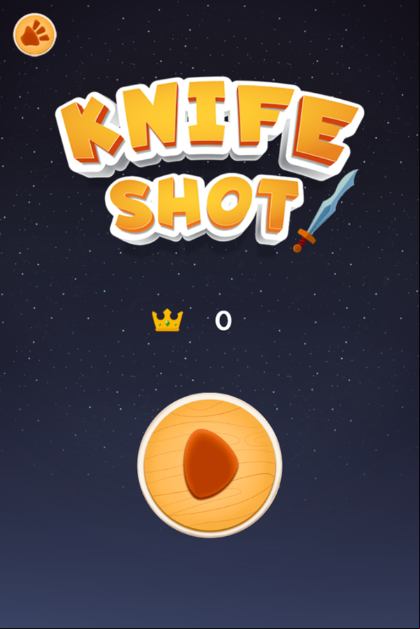 Knife Shot Game Welcome Screen Screenshot.
