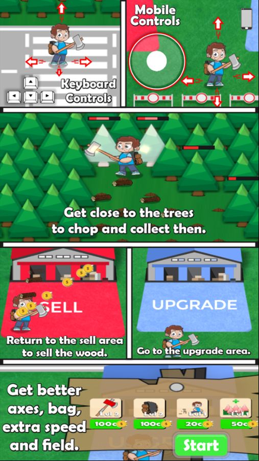Lumberjack Master Game How to Play Screen Screenshot.