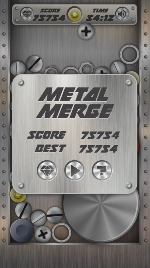 Metal Merge Nuts and Bolts Game Score Screenshot.