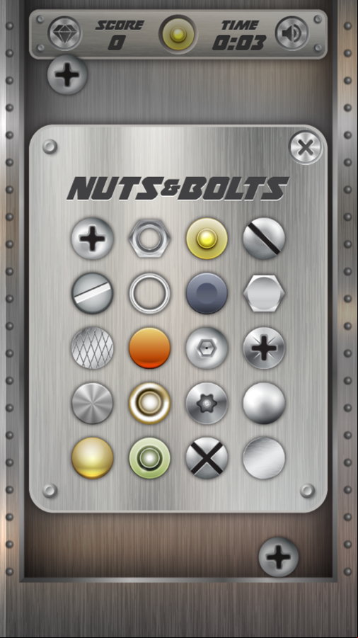 Metal Merge Nuts and Bolts Game Table Screenshot.