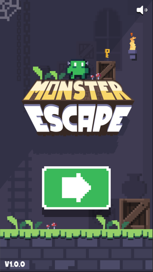 Monster Escape Game Welcome Screen Screenshot.