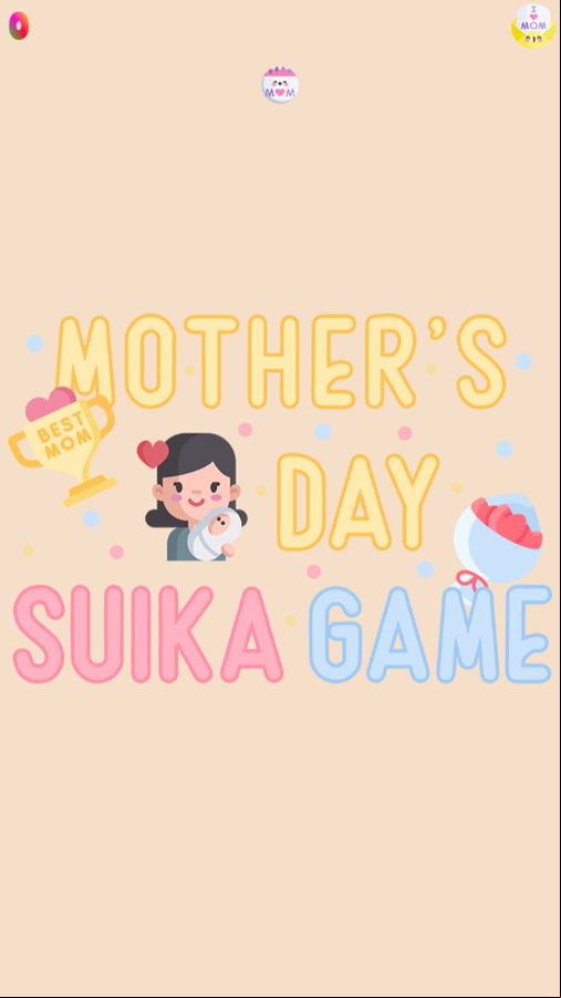 Mother's Day Suika Game Welcome Screen Screenshot.