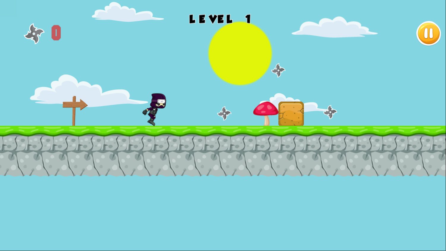 Ninja Run Adventure Game Level Start Screenshot.