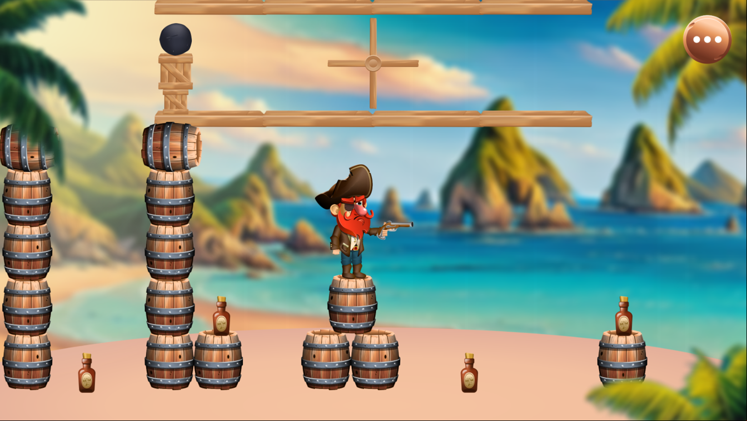 No More Rum Game Level With a Wood Spinner & Rock to Hit Through it Screenshot.
