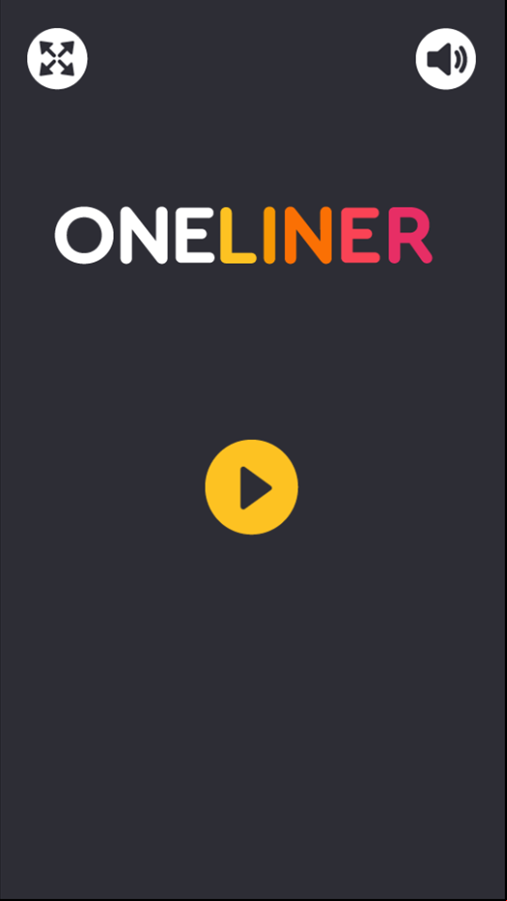 One Liner Game Welcome Screen Screenshot.