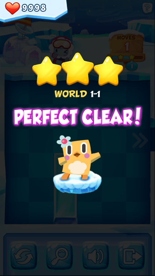 Penguin Extreme Puzzle Game Level Clear Screenshot.