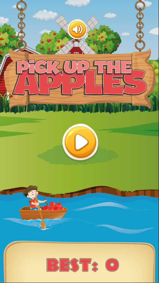 Pick Up The Apples Game Welcome Screen Screenshot.
