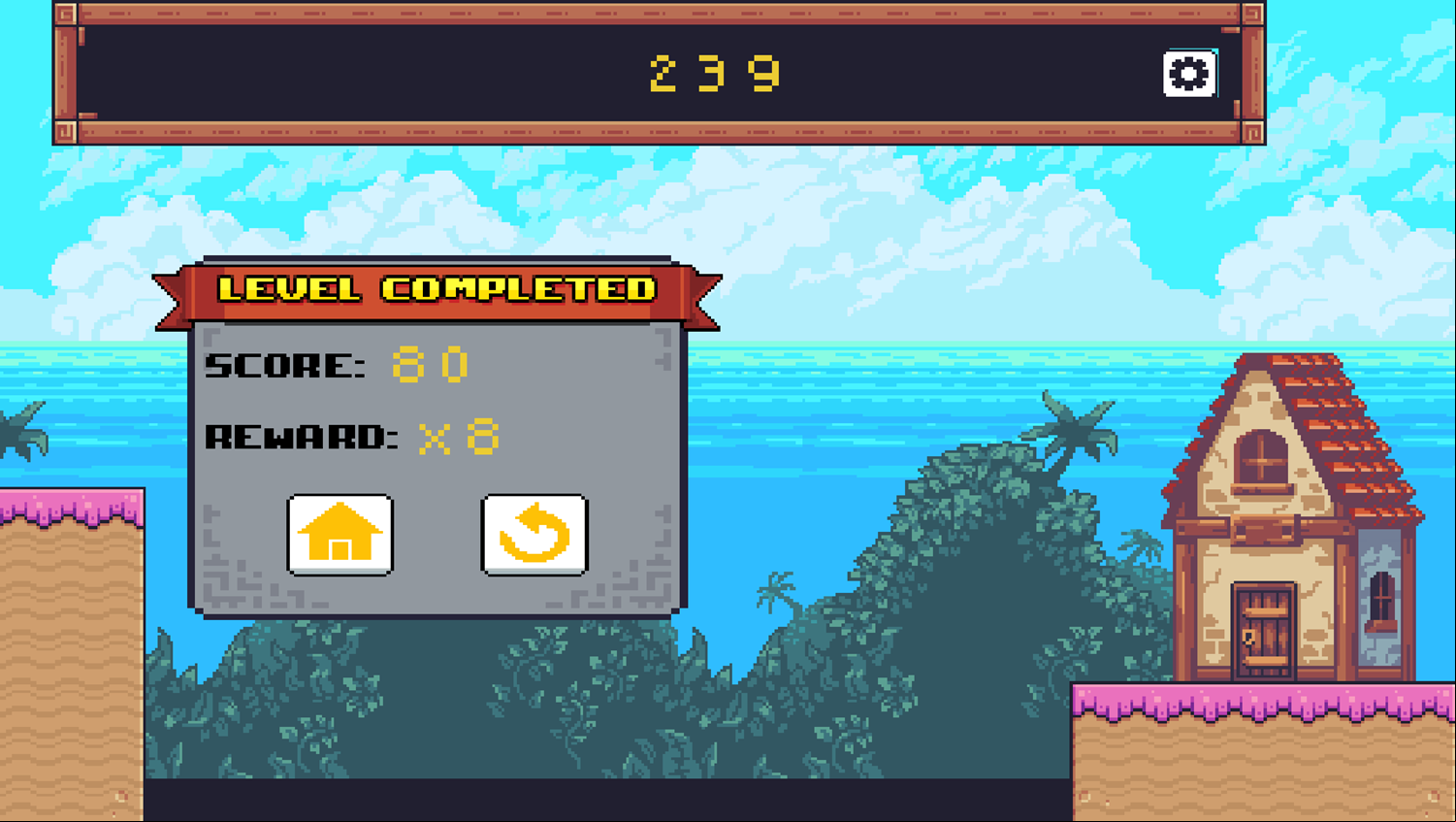 Pixel Adventure Game Level Completed Screenshot.