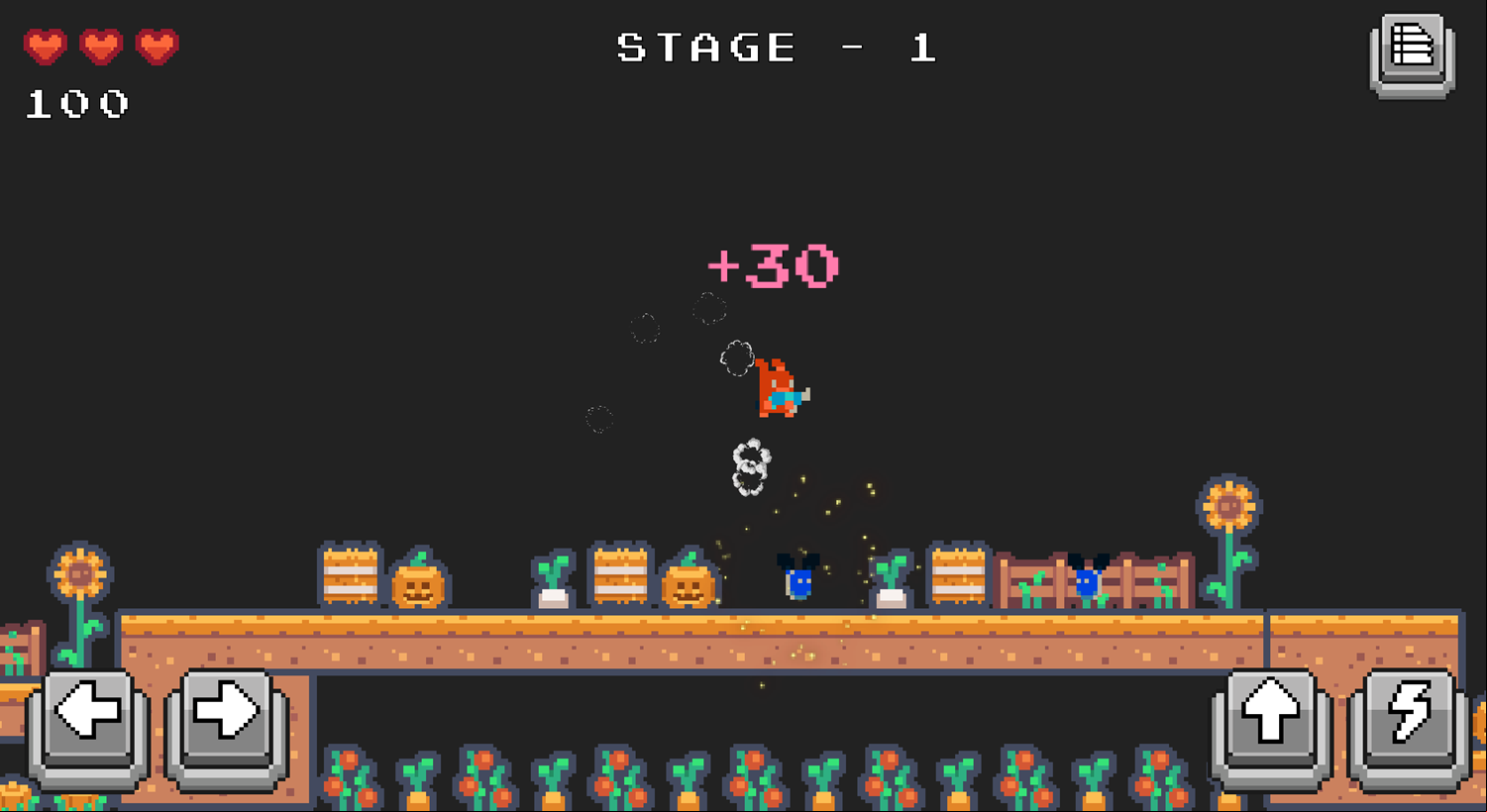 Pixel Farmer Game Stage Play Screenshot.
