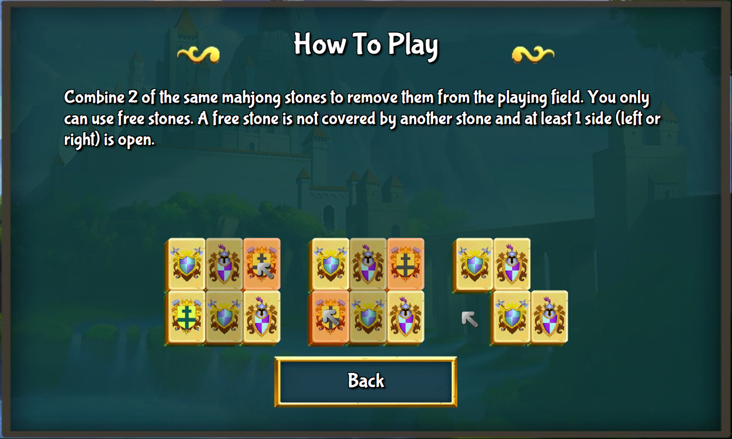 Royal Tower Mahjong Game How To Play Screenshot.