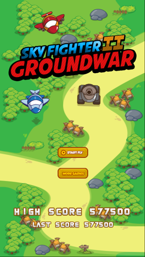 Sky Fighter 2 Groundwar Game High Score Screenshot.