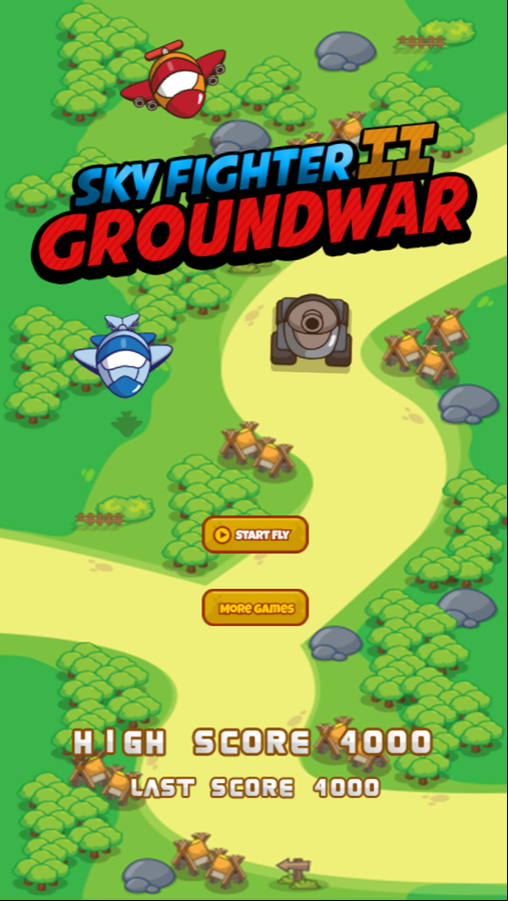 Sky Fighter 2 Groundwar Game Welcome Screen Screenshot.