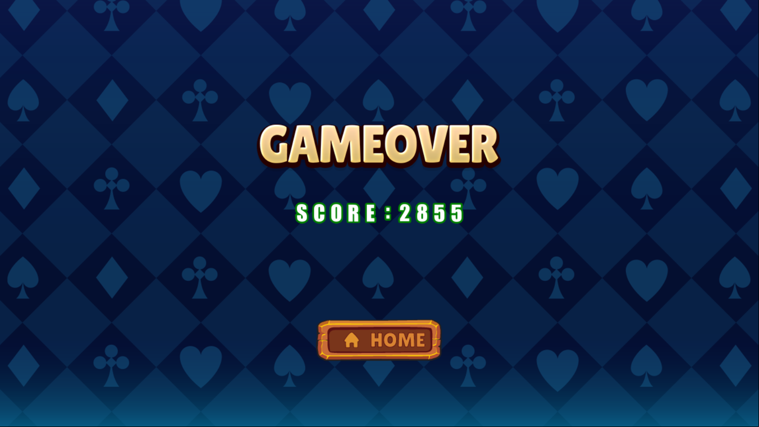 Solitaire Puzzle Game Over Screenshot.